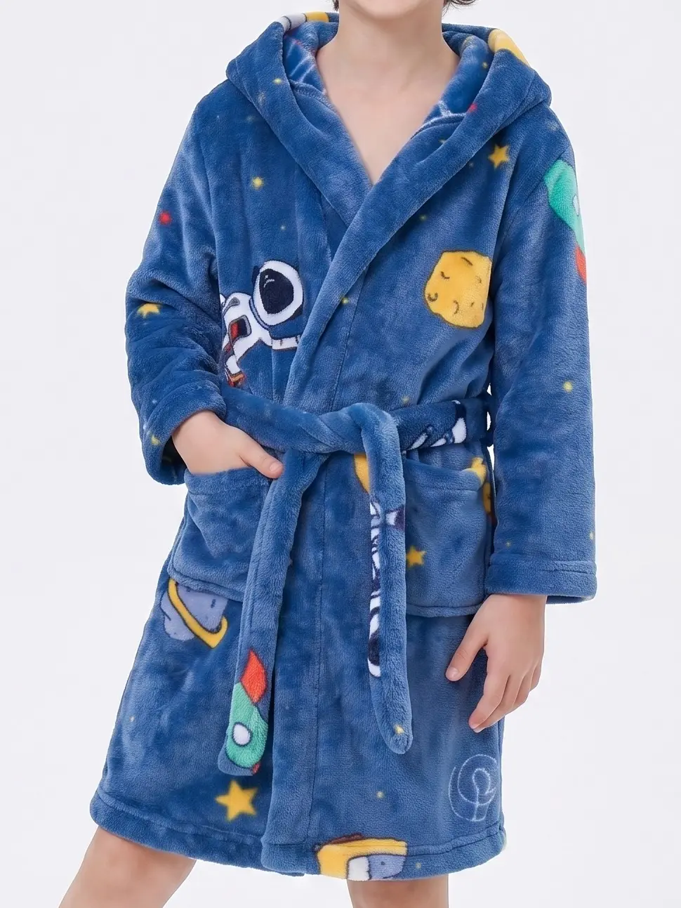 Kids Robe Boys Robe Robe for Kids | Blue Astronaut Space Print Hooded Flannel Bathrobe | Super Soft Fleece Bath Robe Boys | Toddler Boy Clothes Kid Robe | Plush Winter Sleepwear Loungewear Boys Fashion Cozy Birthday Gifts for Toddlers