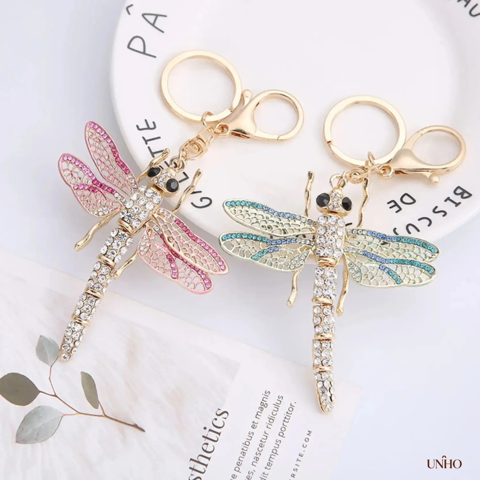 Luxury Bling Rhinestone Dragonfly Key Ring Bag Charm, Hollow Sparkling Crystal Insect Pendant, Exquisite Decor Accessory For Women Purses Handbags Daily Car Keys & Birthday Gift