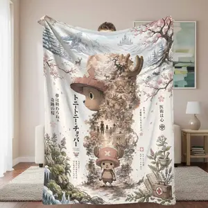Reindeer Doctor Flannel Blanket - Anime-Style, Body-Warming, Breathe, Cartoon Drawing, Character Graphic - Ultra-Soft Lightweight Plush, Cherry Blossom Inspired, Perfect for Living Room Couch Nap, Manga Fans’ Birthday Gift, Anime-Style Blankets, Body-Warm