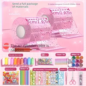 62-piece DIY Glitter Nano Glue Set, Including Two Bottles of 3m Long Nano Glue, Glitter Stickers, Sequins, and Stickers, Suitable for Birthday Parties, Carnival, Valentine's Day, Easter