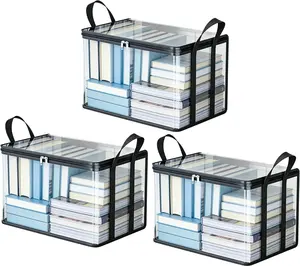Large Thick Clear Plastic Storage Bin (with Hinged Lid) — Heavy-Duty Durable High-Capacity Organizer Ideal for Home Use Travel Camping Moving and Attic Storage