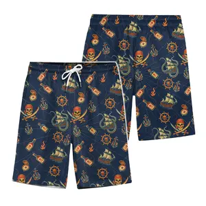 Men's Skeleton Pirate Hawaiian Shorts – Vintage Skull Beach Design