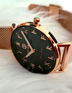 Viking Lady Elegance's 5 ATM All Stainless Steel Japan Quartz Watch Rose Gold Case Black Dial