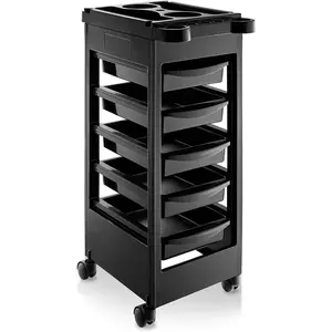 Saloniture Beauty Salon Rolling Trolley Cart with 5 Drawers