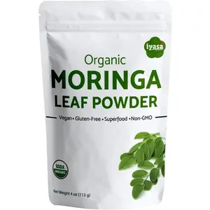 Iyasa Holistics Organic Moringa Leaf Powder, 4 oz - USDA Certified Pure Moringa Oleifera Superfood Supplement - Green Smoothie, Tea Energy Booster - Ayurveda Product