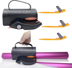 Wrapping Paper Roll Cutter with 3 PCS Blade Christmas Gift Wrap Cutter Tool Tube for Crafting Christmas Birthday Holiday