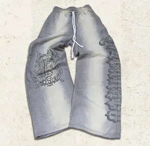 Grey Baggy Graffiti Sweatpants