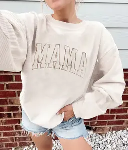 Giftifymama Corded Embroidered Mama Maternity Nursing Sweatshirt, Casual Postpartum Women's Maternity Nursing Top, Maternity Nursing Tops