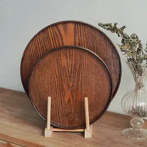 Round Wooden Tray, Perfect for Dinner, Tea, Bar, Breakfast, Party, Home Decor, Restaurant, Kitchen, Fruit Bowl