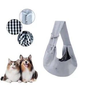 Dog Carrier Sling - Reversible Puppy Carrier Purse with Storage Pocket, Hand-Free Dog Sling Carrier for Carry Small Dogs and Cats, Travel Safety Harness, Dog and Cat Harness (Gray)