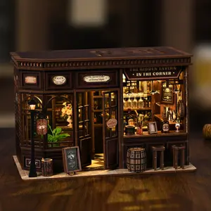 Vintage Miniature Bar Model, DIY Wooden Craft Kit,book nook,DIY craft house, Home Decor, Office Desk Ornament, Birthday, Halloween, Christmas Gift,New Year's gift, Decorative Piece