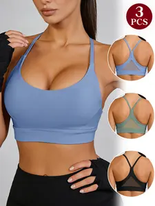 3 Piece Sports Bras, Moisture Wicking and Shockproof, Mesh Back Design, Essential for Fitness Girls and Yoga Training, Sports Bra Women, Yoga Wear Fitness