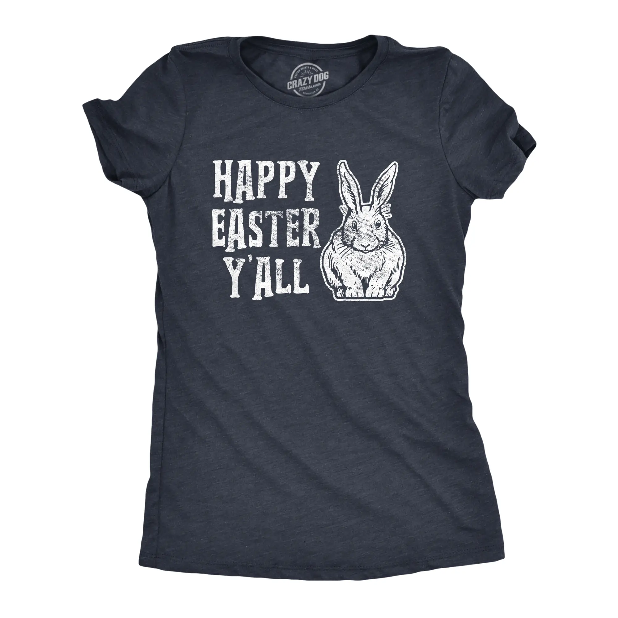 Womens Happy Easter Yall T shirt Funny Bunny Saying Egg Hunt Basket Gift for Her Funny Womens T Shirts Cute Vintage Fashion Casual Ladies T-Shirt Gift Easter Tops for Women Funny Animal Top Women's Novelty Tees Navy