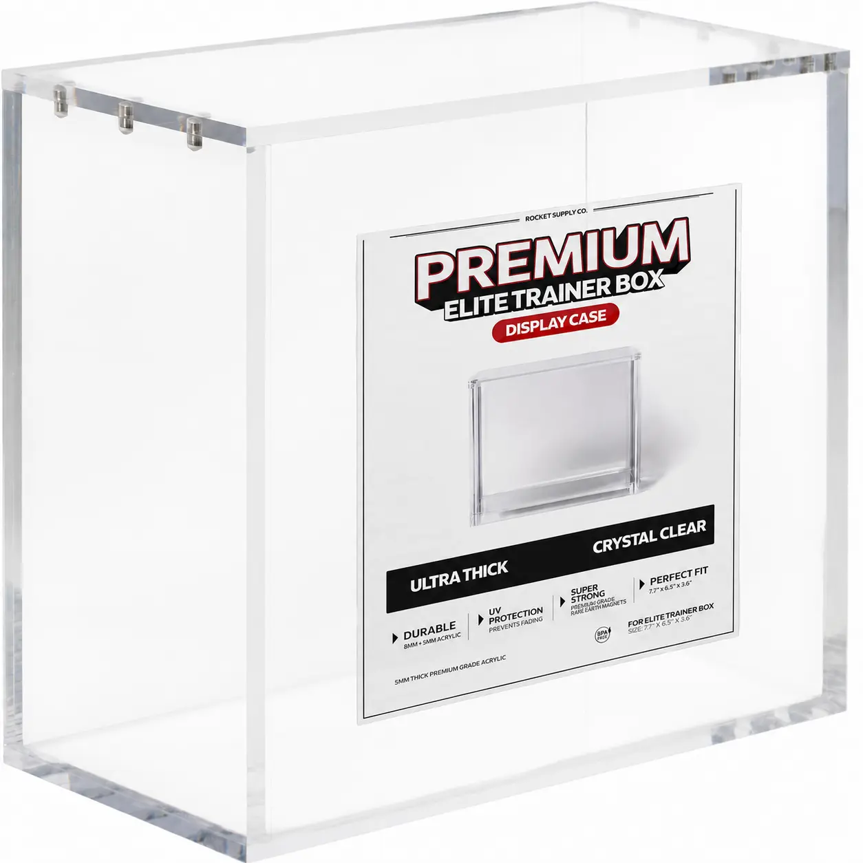Elite Trainer Box Acrylic Display Case, Stackable ETB Protector with Thick Clear Acrylic & Magnetic Closure