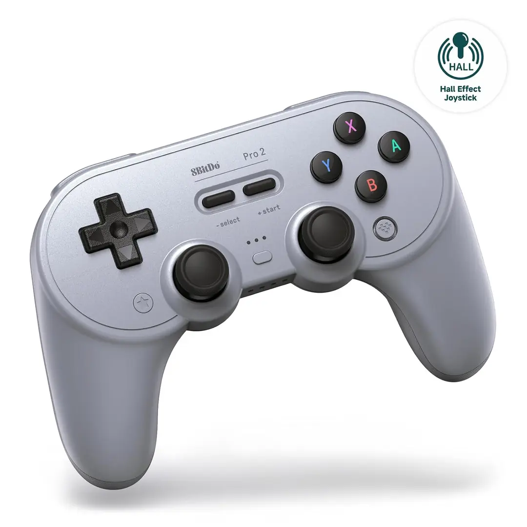 8BitDo Pro 2 Bluetooth Controller for Switch/Switch 2, Hall Effect Joysticks, 2 Pro Back Paddle Buttons, Wireless Gaming Controller for Switch, PC, Android, and Steam Deck & Apple (Gray Edition)