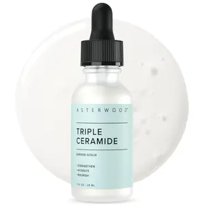 Asterwood Triple Ceramide Barrier Serum – Hydrating, Calming, & Barrier-Restoring Skin Facial Serum - with Triple Ceramide Complex, Squalane, Hyaluronic Acid - Fragrance-Free, Cruelty-Free - 1 Fl Oz