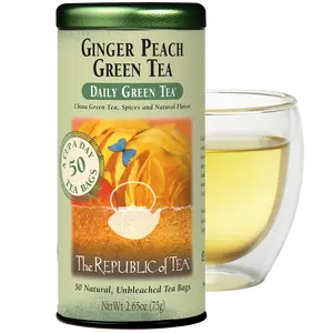 The Republic of Tea - Ginger Peach Green Tea, Flavored Fruit Tea, 50 Tea Bags