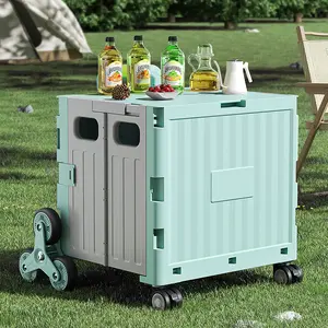 Foldable Eight-Wheel Utility Cart for Hills — Multifunctional Rolling Storage Wagon, Stylish Plastic Storage Bin, Space-Saving, Tackle Inclines, A Back-to-School Must-Have collapsible basket Reusable Grocery Trolley