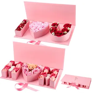 2 Pack ''MOM'' ''I Love You'' Flower Gift Letter Box Empty Cardboard Fillable Paper Gift Box Flower Chocolate Packaging Fillable Box for DIY Mother's Day Gifts Grandma Stepmother Birthday（Flowers not included）