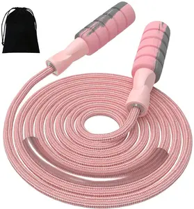 Jump Rope Cotton Adjustable Skipping Weighted Jumprope for Women，Adult and Children Athletic Fitness Exercise Jumping Rope (Pink)