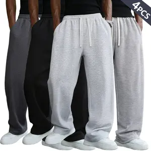 Men's regular straight elastic belt solid color sweatpants, casual classic sweatpants, side pocket comfortable straight sweatpants casual trousers, polyester sweatpants, mid-waist sports training pants, solid color casual training clothes, machine washabl