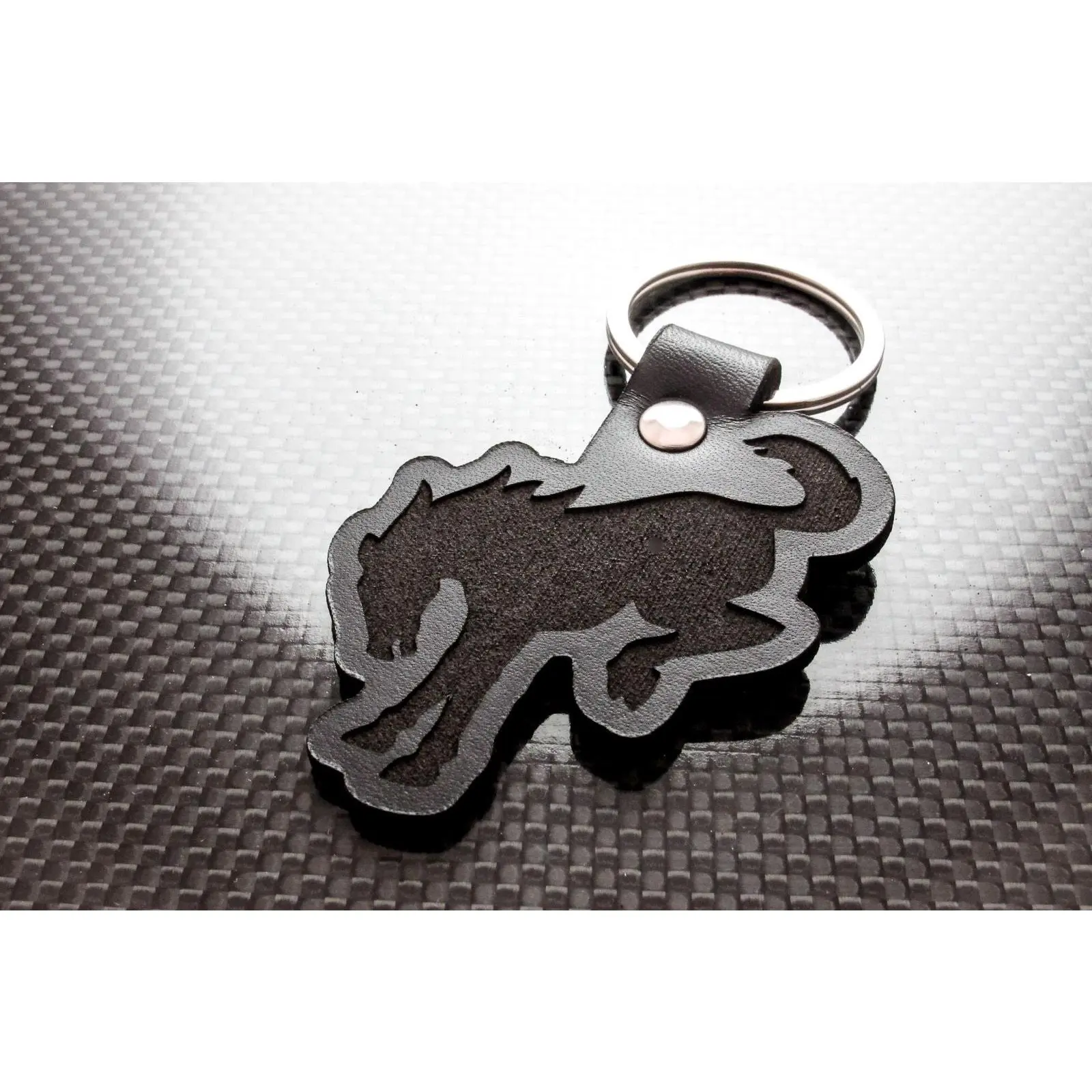 Bronco (Symbol) Leather Keychain