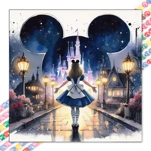 1 set of DIY diamond painting kit, 5D diamond art set, DIY decoration Mickey outline, castle, girl. Mosaic, diamond art, DIY art home decor.