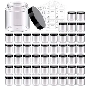 Clear Plastic Cosmetic Jars with Black Lids pack of 12