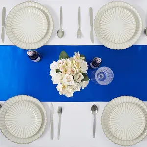 4/8 elegant satin table runners, rectangular tablecloth decoration, smooth and durable, suitable for weddings, birthday parties, graduation ceremonies, engagements, Valentine's Day decorations, 12 x 108 inches, royal blue, champagne,