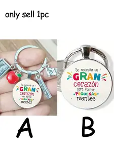 Teacher Appreciation Keychain, Alloy Material, Pearl, Apple, Palette Charms, Ideal for Educators and Students, Unique Gift Idea