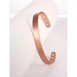 Unisex Simple Style Copper Bangle Bracelet, Trendy Minimalist Magnetic Cuff Bangle, All-match Vintage Jewelry As Birthday Gift for Friends, Elegant Minimalist Bangle