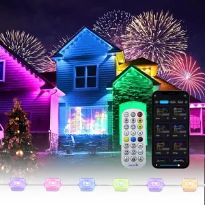 100FT  Outdoor Solar Eaves Light, APP/Voice/Remote Control RGBIC Smart Eaves Light, IP67 Waterproof Rating, With Installation Tools, Suitable for Outdoor Lighting of Houses, as Well as Festive Decorations Christmas Happy New Year Lights, Smart Led Light