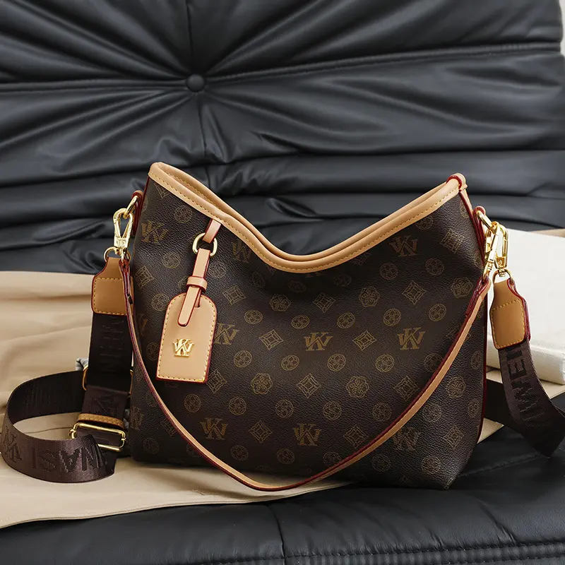 Women's Vintage Monogram Crossbody Hobo Bag - Elegant, Fashionable Designer-Inspired Daily Use Shoulder Bag with Multi-Strap, Large Capacity, Brown, 12.20×4.33×9.84 in, Elegant Bags, Fashionable Crossbody Bag