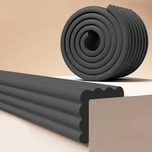 6.56 Ft Baby Edge and Corner Guards - Soft Foam Table Bumper Strip, 3.15inch Wide Furniture Protector for Baby Proofing Table, Fireplace, Wall, Desk (Black)