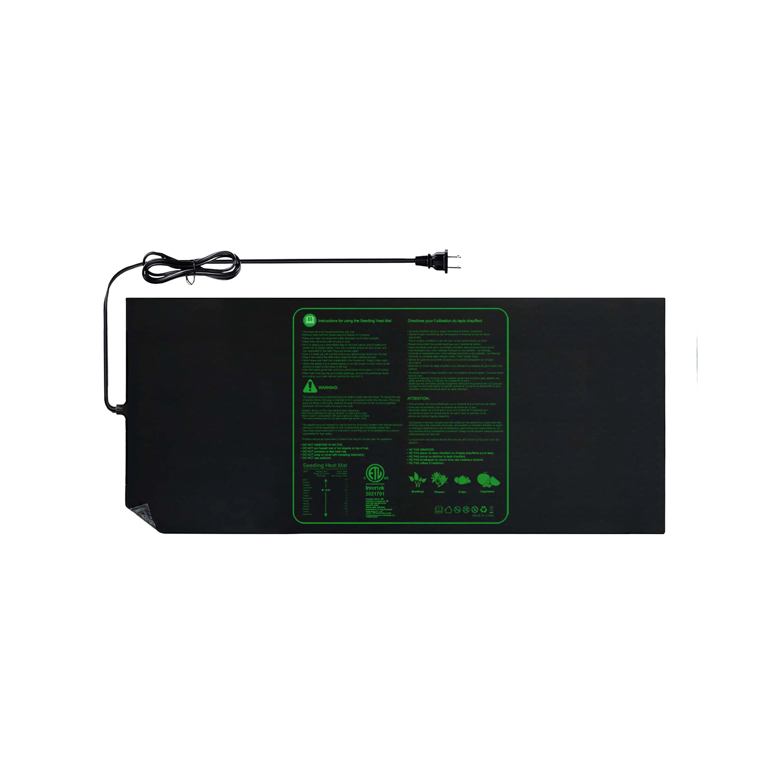 Multi-size seedling mats, greenhouse heaters, seedling heating pads, thermostats, plant heating mats, seed germination, mini greenhouse heaters, hydroponic systems, pressure point technology, easy storage, even heating, waterproof performance Fleece Pad w