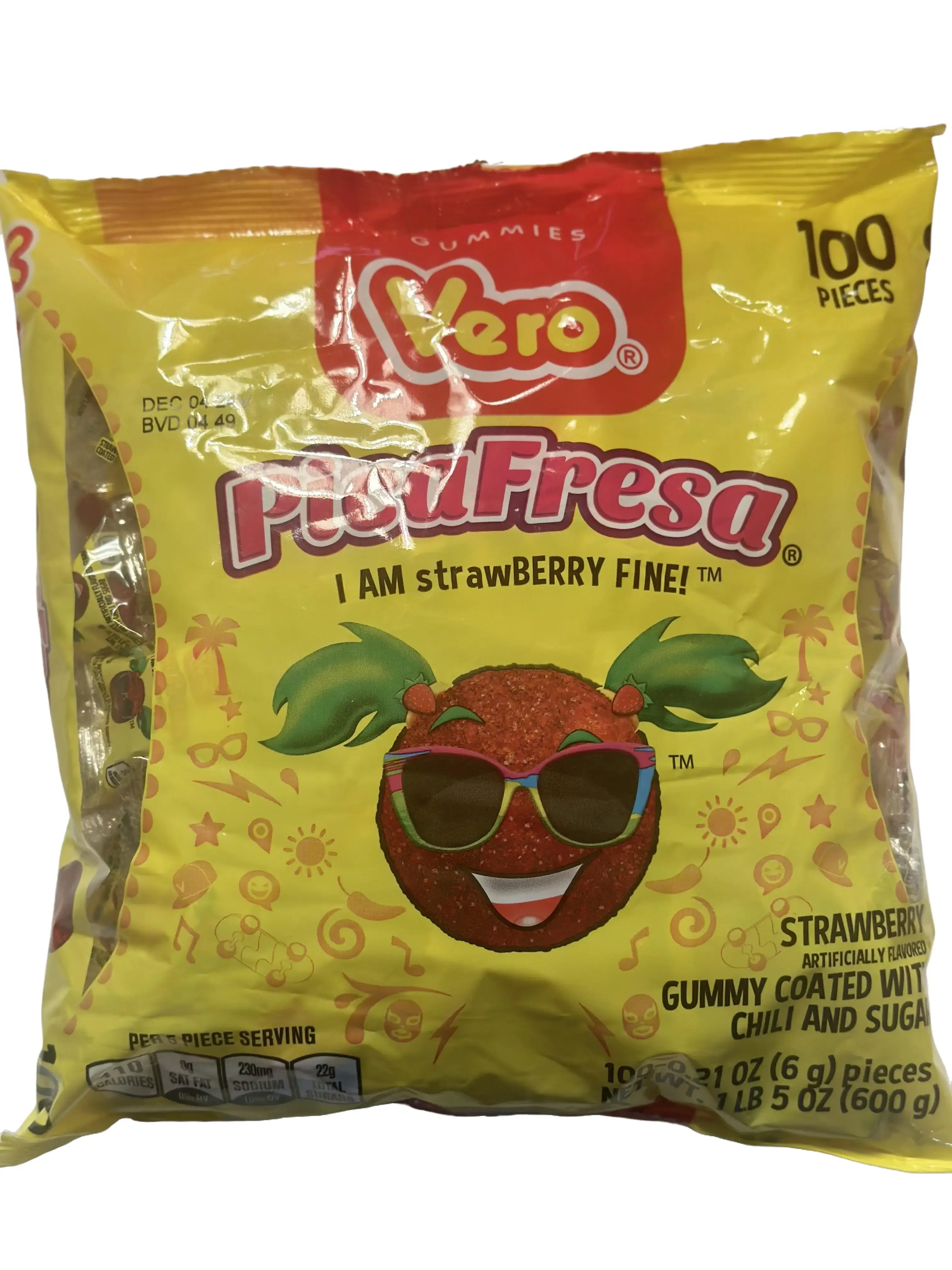PICA FREASA STRAWBERRY GUMMY COATED WITH CHIII AND SUGER 100 PIECES IN BAG