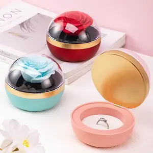 Eternal Preserved Rose Globe Jewelry Box - Does Not Include Jewelry, Valentine's Day Romantic Gift Box, Assorted Colors Ring Storage Organizer, Proposal Engagement Anniversary Gift Box for Her Decorative Flower Storage Case