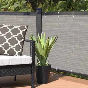 3FT, 4FT, 5FT, 6FT, 8FT Tall Balcony Privacy Screen Fence Windscreen Privacy Screen Shade Cover 185GSM Mesh Garden with Enforced Hems and Grommets on 4 sides in Smoke Tan