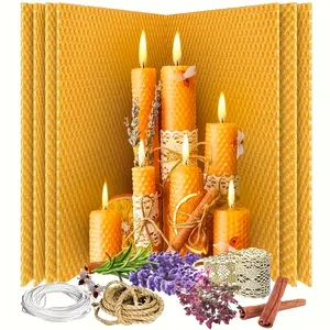22 Pcs Beeswax Candle Making Kit, 7 Natural Honeycomb Beeswax Sheets with Decor Accessories, All-Inclusive DIY Roll Candle Kit for Beginners, Ideal Gift for Candle Lovers, Craft Set for Home & Holiday Projects