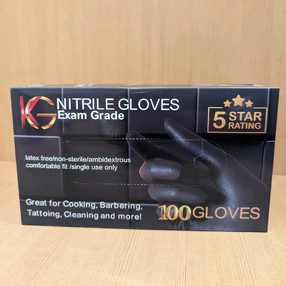 50pair Black Nitrile Exam Grade Gloves, Latex Free, Ambidextrous, Single Use Only - Comfortable, Cleaning Disposable