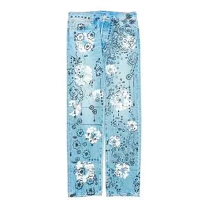 Denim Tears x Irak Levi’s 501 Wreath Logo Jeans Light Wash Vintage Indigo Black