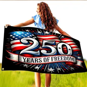 1pc American 250th Anniversary Freedom Flag 3x5 FT or 4x6 FT, Premium Polyester with Reinforced Metal Ring, Patriotic Outdoor Garden Home Display