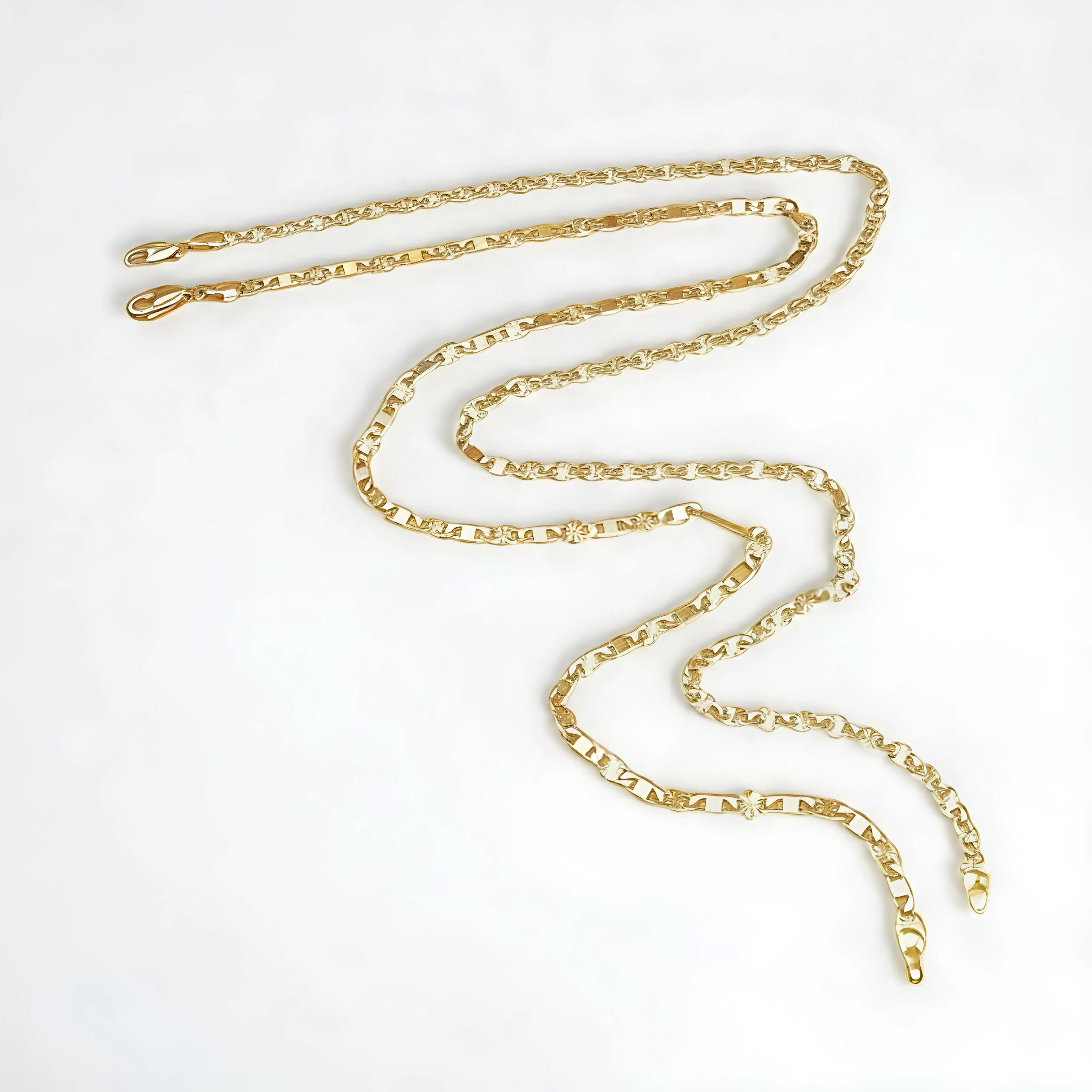 14K Gold Plated Herringbone Flat Chain Necklace, Unisex Dainty Layering Jewelry, Tarnish Resistant Minimalist Chain for Men Women, Ideal Birthday & Holiday Gift for Everyday Wear