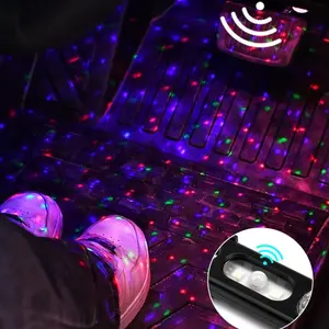 Car Foot Atmosphere Light, Interior Car Lights, RGB Color Changing LED Light with Remote Control, USB Rechargeable LED Light for Car Party Decoration