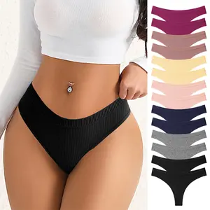 HOTCOM Women’s 14-Pack Seamless Thongs – Breathable Soft Fabric, Minimalist Mixed Color Everyday Underwear, Drop Waist Style for Comfortable Womenswear Essentials