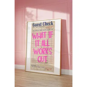 Guest Check Print Trendy Wall Art Preppy Print Guest Check Poster What If It All Works Out Print Retro Wall Art Trendy Printable Art Girly