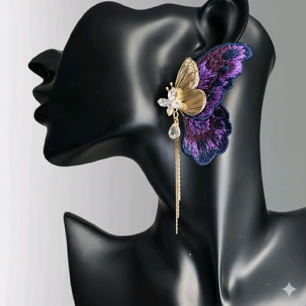 asymmetrical 3D butterfly earring