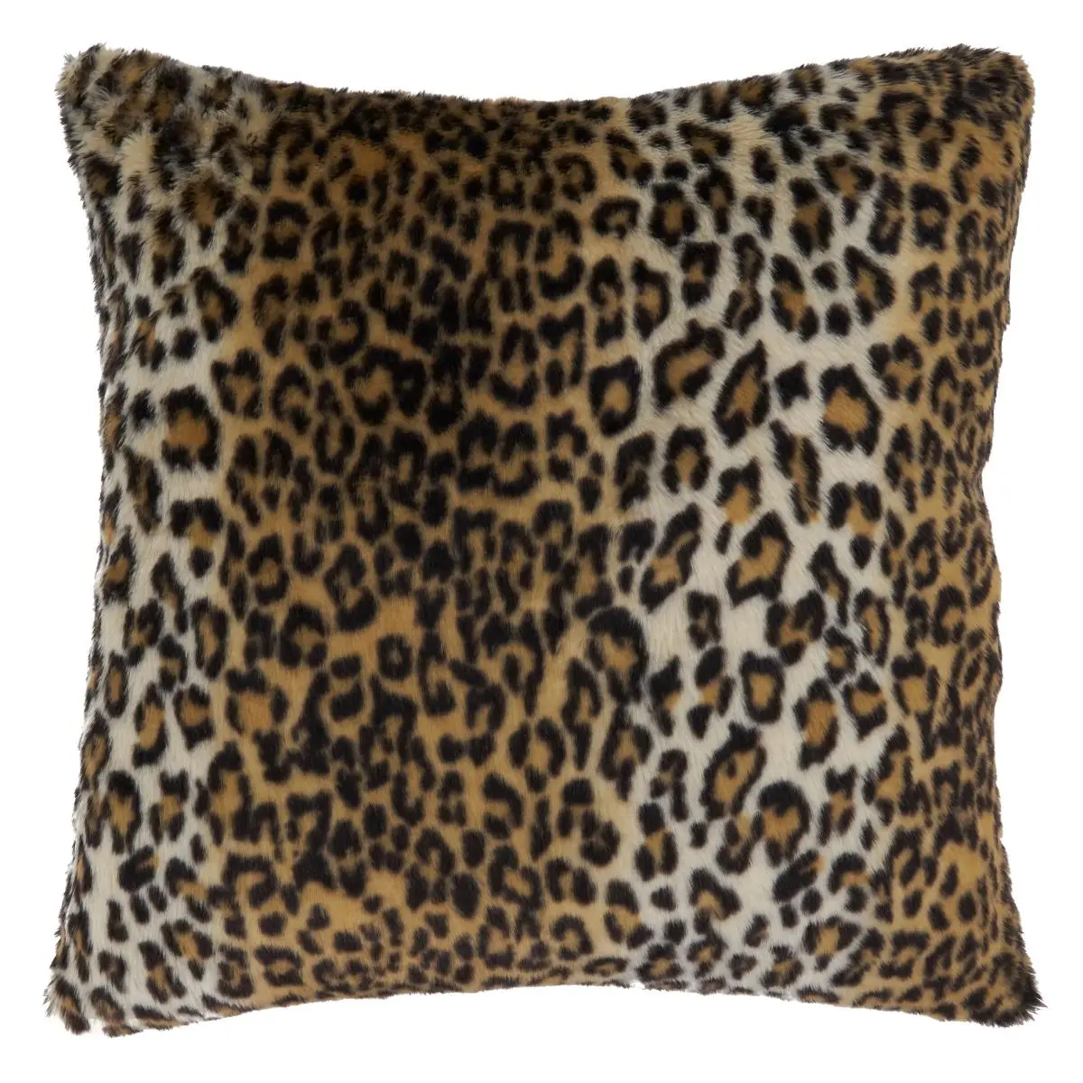 212 MAIN Square Faux Fur Throw Pillow - 18 in. Brown Cheetah Print, Animal Motif, Polyester Fill, Modern Textile Accent for Bedding, Linens