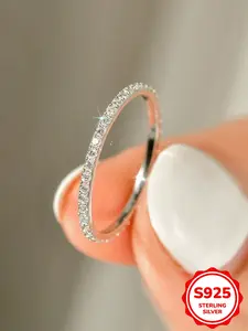 Elegant S925 Silver Color Zirconia for Women, Fashionable Stackable Finger Jewelry, Perfect Daily Wear Accessory, Elegant Fashion Rings, Elegant Everyday Ring