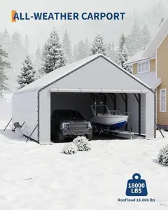 Roofing Panels for Metal Carport 20x25 ft, 20x20 ft, Heavy Duty Metal Carport Kits, 27 Ga. Galvanized Steel Ribbed Panels, 60.23 in x 19.68 in, 16 Pcs, White